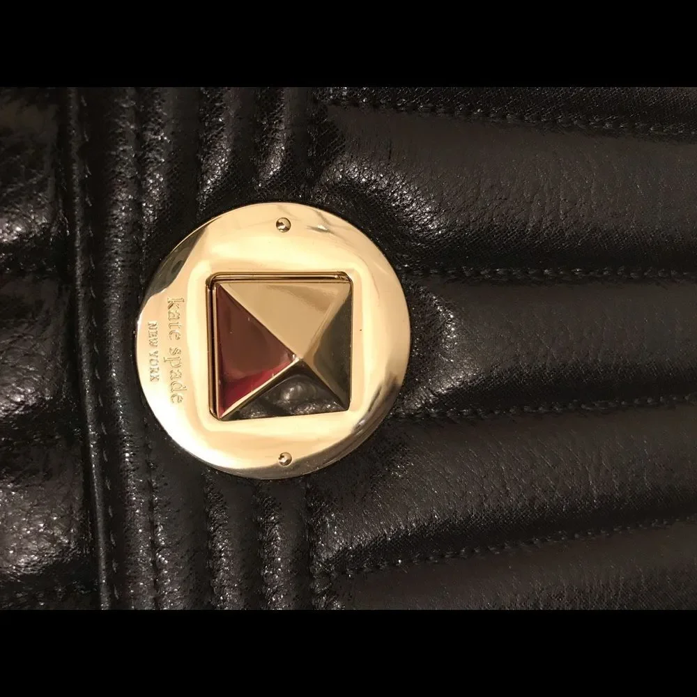 Kate Spade Coast Evangeline Black Leather Bag with Gold Chain Strap - Picture 3 of 8